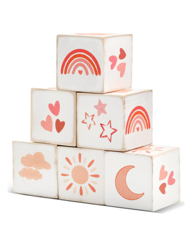 Kigley Decoración Arcoíris 6 Piezas Madera 4x4 cm