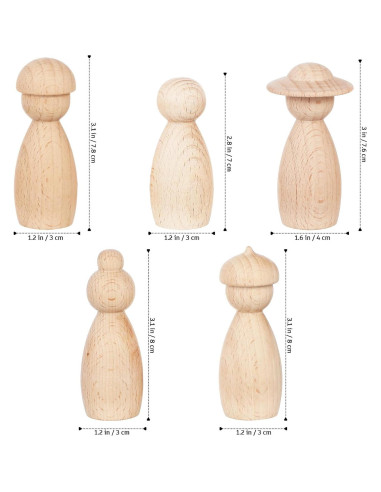 Muñecos de Madera sin Terminar MAGICLULU 5 Piezas 8cm