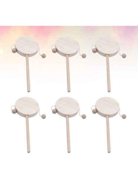 Juguete Musical de Madera EXCEART 6 Piezas Sonajero y Tambor Juguete Musical de Madera EXCEART 6 Piezas Sonajero y Tambor