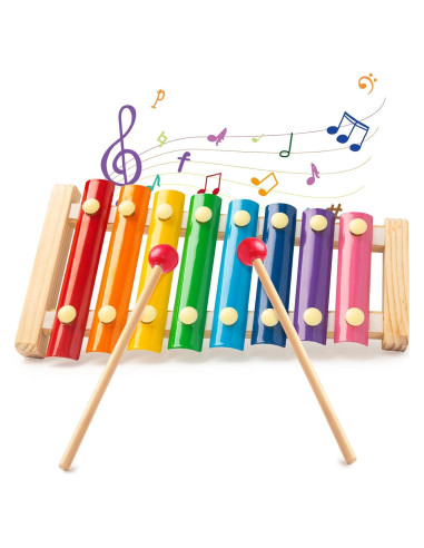 Xilófono Musical de Madera LovesTown, 8 Teclas Arcoíris, Educativo