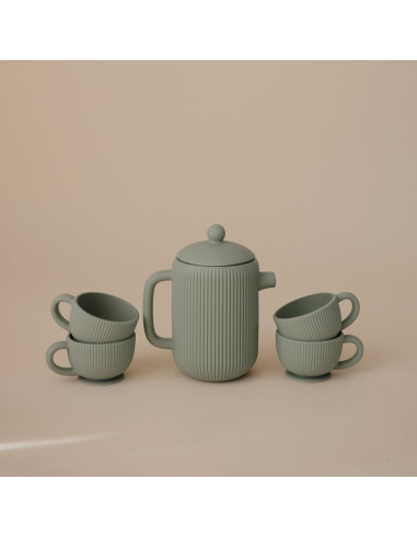 Juego de Té de Silicona Mushie para Bebés 4 Piezas Azul
