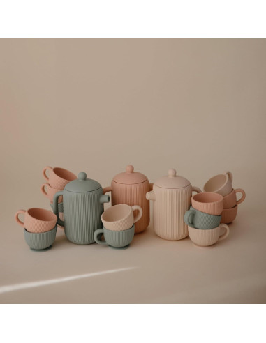 Juego de Té de Silicona Mushie para Bebés 4 Piezas Azul
