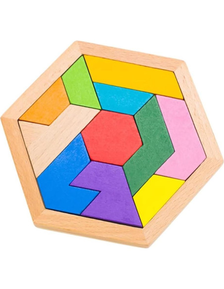 Rompecabezas de Madera Hexagonal KINGOU 13.97x12.19cm Educativo Rompecabezas de Madera Hexagonal KINGOU 13.97x12.19cm Educativo