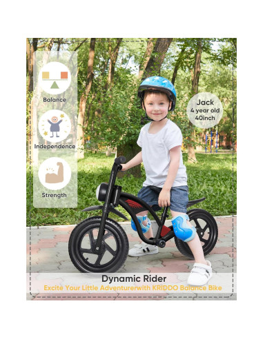 Bicicleta de Equilibrio KRIDDO para Niños 2-5 Años con Luz