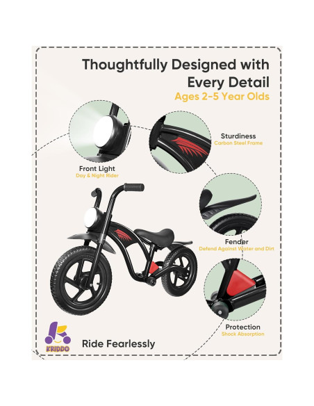Bicicleta de Equilibrio KRIDDO para Niños 2-5 Años con Luz Bicicleta de Equilibrio KRIDDO para Niños 2-5 Años con Luz