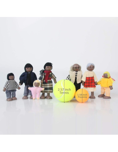 Muñecos de Madera Negros QTFHR - 7 Figuras Familiares 9.7cm