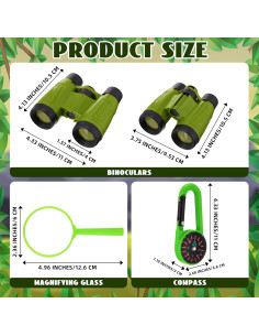 Binoculares Libima para Niños con Lupa y Brújula Verde - Set de Camping 2