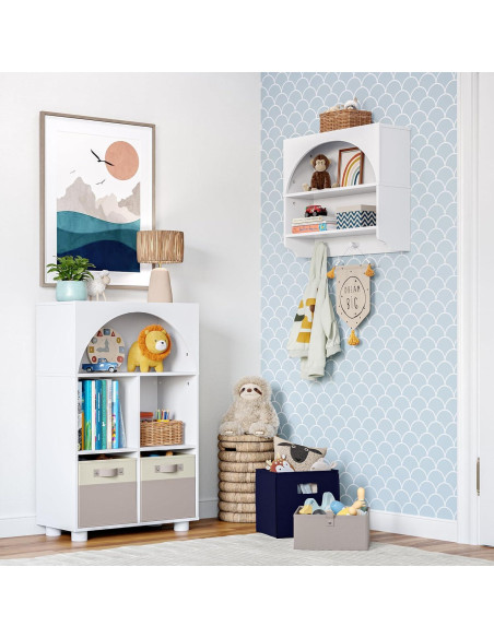 Estantería de Pared RiverRidge Curve Appeal Blanca con 2 Estantes y 3 Ganchos Estantería de Pared RiverRidge Curve Appeal Blanca con 2 Estantes y 3 Ganchos