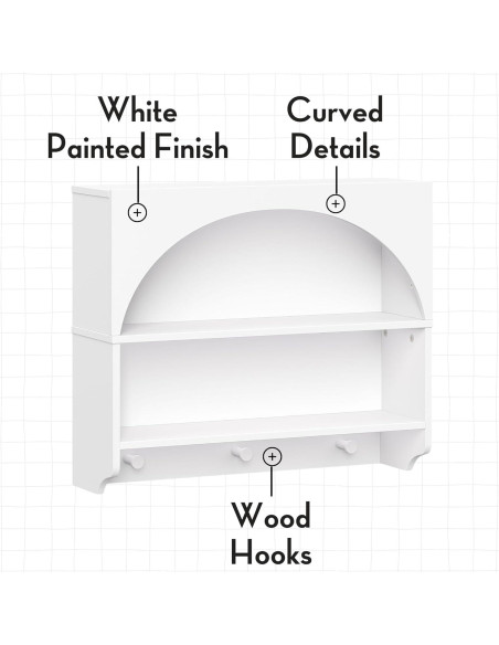 Estantería de Pared RiverRidge Curve Appeal Blanca con 2 Estantes y 3 Ganchos Estantería de Pared RiverRidge Curve Appeal Blanca con 2 Estantes y 3 Ganchos