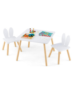 Conjunto Mesa y Sillas para Niños Costzon, 3 Piezas Blanco