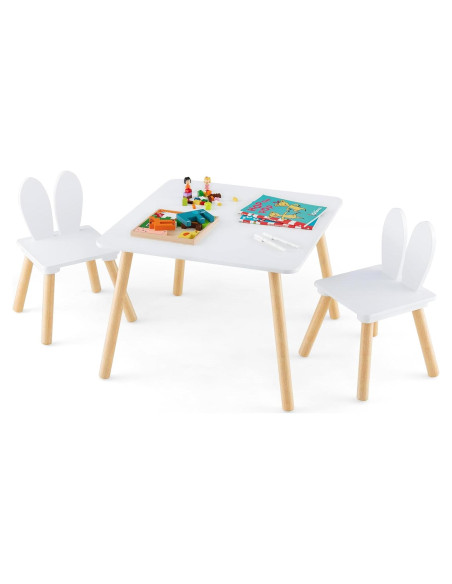 Conjunto Mesa y Sillas para Niños Costzon, 3 Piezas Blanco