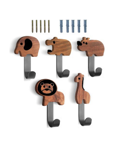 Ganchos de Madera en Forma de Animales Qivine 5 Pcs