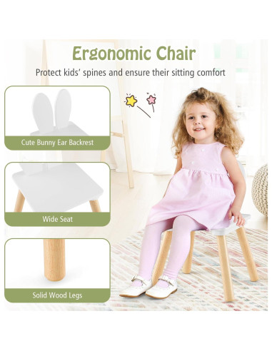 Conjunto Mesa y Sillas para Niños Costzon, 3 Piezas Blanco
