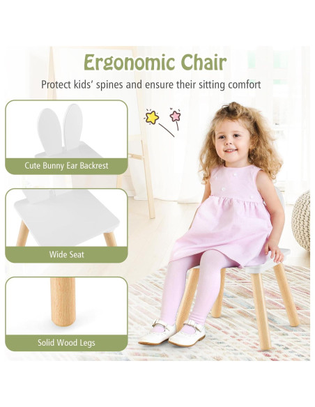 Conjunto Mesa y Sillas para Niños Costzon, 3 Piezas Blanco