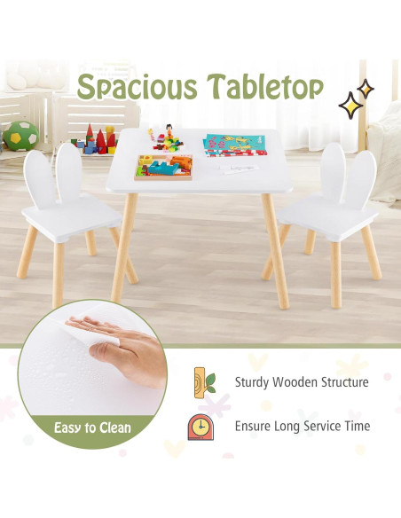 Conjunto Mesa y Sillas para Niños Costzon, 3 Piezas Blanco