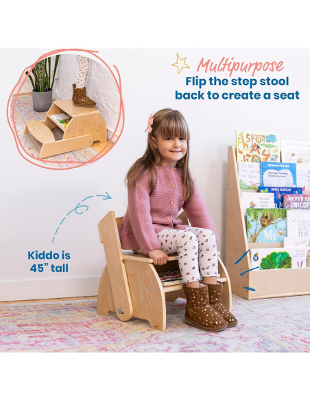 Taburete y Silla Plegable ECR4Kids Natural para Niños Taburete y Silla Plegable ECR4Kids Natural para Niños