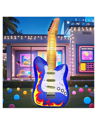 Guitarra Inflable 5FT KOOY con Luces LED - Decoración Fiesta Retro