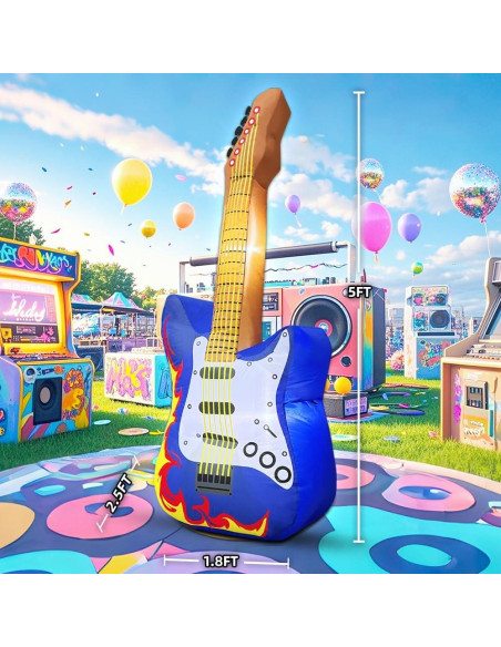 Guitarra Inflable 5FT KOOY con Luces LED - Decoración Fiesta Retro Guitarra Inflable 5FT KOOY con Luces LED - Decoración Fiesta Retro