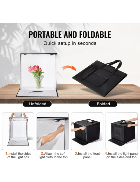 Caja de Luz Fotográfica Happybuy 50x50cm 160 LED 3000-5600K Caja de Luz Fotográfica Happybuy 50x50cm 160 LED 3000-5600K