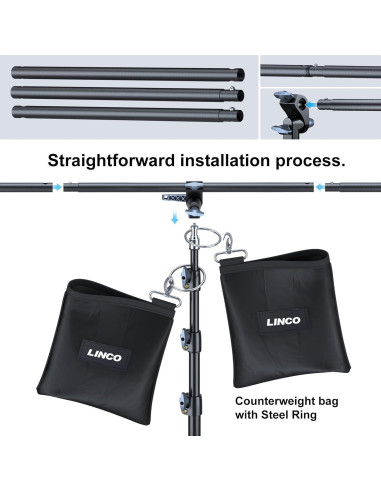 Soporte de Fondo Portátil LINCO 2.9m Ajustable con Clips