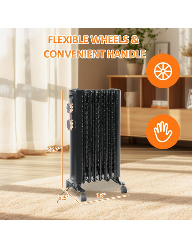 Calentador Eléctrico Fadidio 1500W con Ruedas y 3 Modos