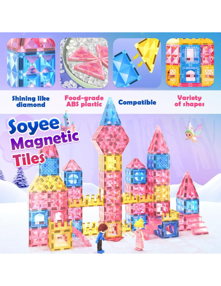 Azulejos Magnéticos Soyee para Niños 58 Piezas Rosa Azulejos Magnéticos Soyee para Niños 58 Piezas Rosa