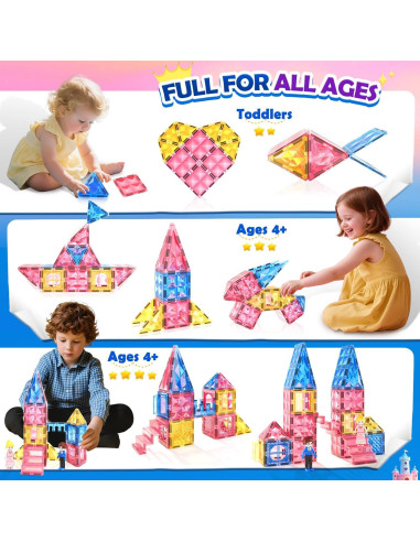 Azulejos Magnéticos Soyee para Niños 58 Piezas Rosa