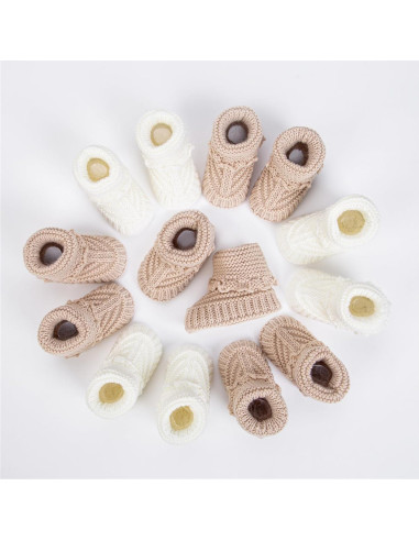 Botines para Bebé Hechos a Mano TJCONETJC - 2 Pares Algodón 0-12 Meses