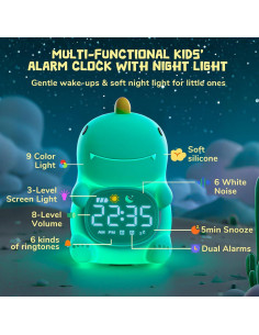 Reloj Despertador Infantil TCJJ con Luz Nocturna y Sonidos 2