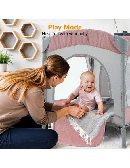 Cuna 5 en 1 Soobaby Rosa Gris - Cuna Lateral y Parque Infantil Cuna 5 en 1 Soobaby Rosa Gris - Cuna Lateral y Parque Infantil
