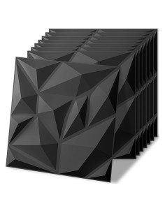 Paneles Decorativos 3D Art3d Negro PVC 20 Piezas 300mm