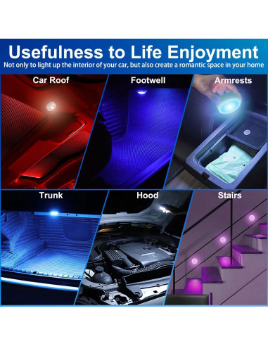 Luces LED Inalámbricas JINRUITOP 4 Piezas Multicolor para Auto