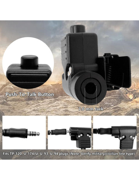 Adaptador PTT Táctico WODASEN U94 para Walkie Talkie 99.7g Adaptador PTT Táctico WODASEN U94 para Walkie Talkie 99.7g