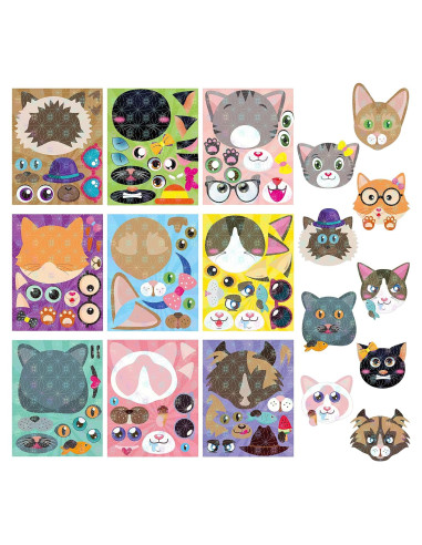 Stickers Holográficos de Gatos HubirdSall - 45 Piezas
