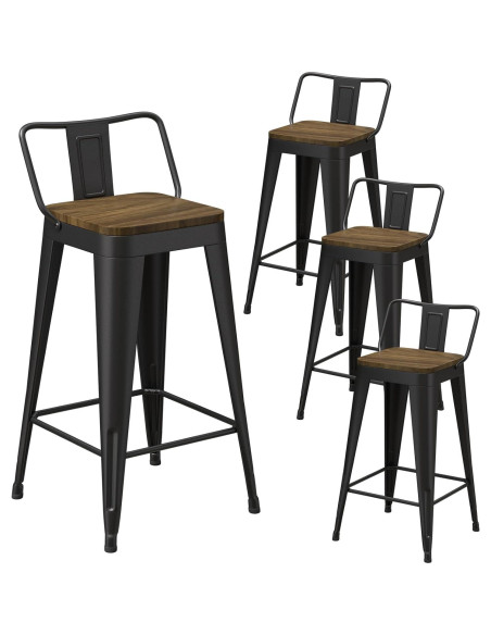 Juego de 4 Taburetes de Bar Vinahomar 76 cm Metal y Madera Juego de 4 Taburetes de Bar Vinahomar 76 cm Metal y Madera