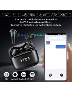 Auriculares Traductores AI Puqo MD037 144 Idiomas Bluetooth 5.4 2