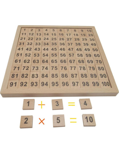 Juguete Educativo de Madera Montessori 1-100 para Niños