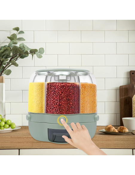 Contenedor de Cereal 6 en 1 TTOCTE 8 kg Hermético Matcha Contenedor de Cereal 6 en 1 TTOCTE 8 kg Hermético Matcha