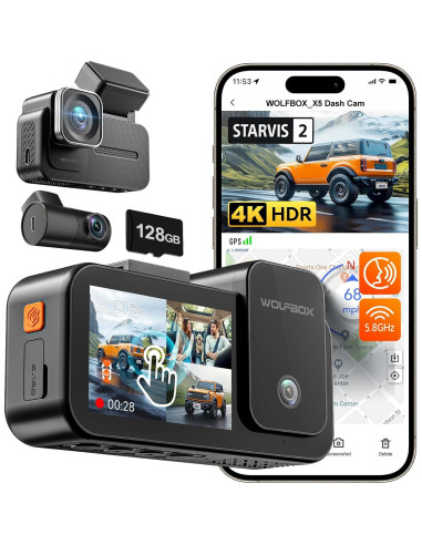 Cámara de tablero WOLFBOX X5 e i17 4K 3 canales GPS