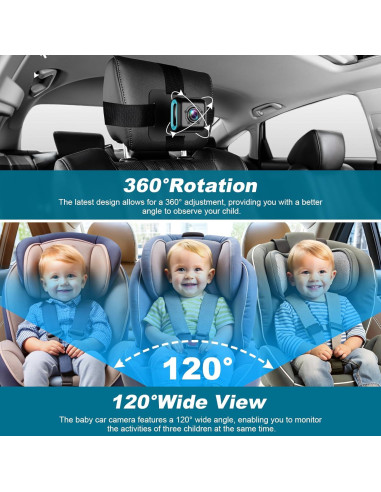 Espejo de Coche para Bebés Shynerk YB-405CA 4.3" HD