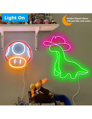 Letrero Neón Dinosaurio Vaquero iPuppy LED 40x36cm