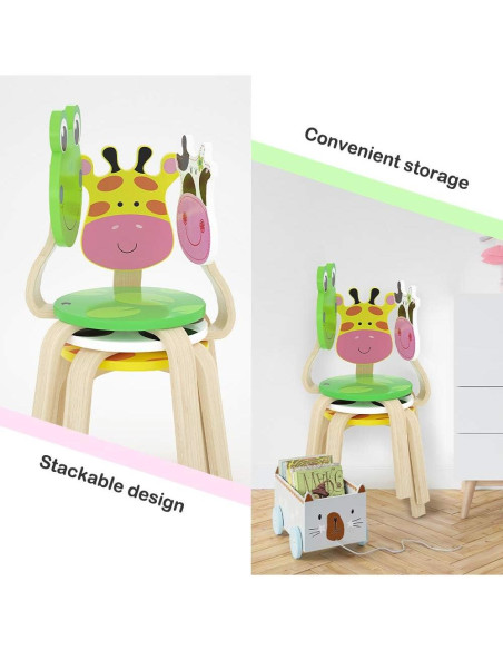 Conjunto de 2 Sillas de Madera iPlay, Diseño de Vaca, 4.68 kg Conjunto de 2 Sillas de Madera iPlay, Diseño de Vaca, 4.68 kg