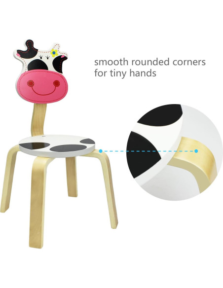 Conjunto de 2 Sillas de Madera iPlay, Diseño de Vaca, 4.68 kg Conjunto de 2 Sillas de Madera iPlay, Diseño de Vaca, 4.68 kg