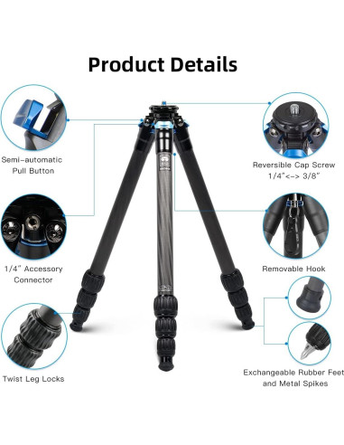 Trípode de Viaje SIRUI AM-254 de Fibra de Carbono 159 cm