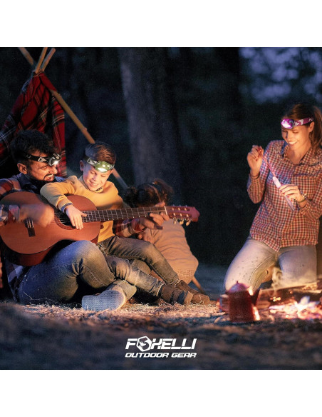 Paquete de 2 Linternas Frontales LED Foxelli - Rosa y Bosque, Impermeables Paquete de 2 Linternas Frontales LED Foxelli - Rosa y Bosque, Impermeables