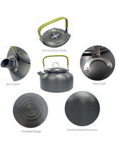 Tetera de Camping XFGSYXS 0.8L Aluminio Anodizado Portátil