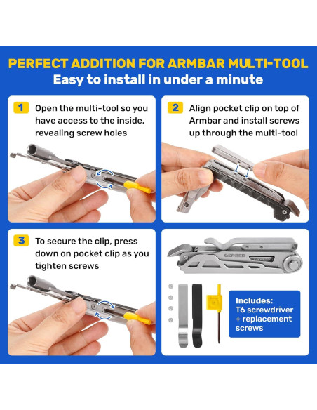 Paquete de 2 Clips de Acero Inoxidable para Multitool Gerber Armbar Paquete de 2 Clips de Acero Inoxidable para Multitool Gerber Armbar