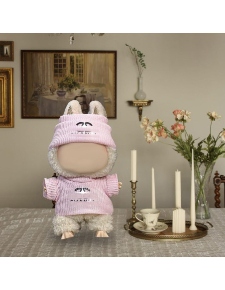 Conjunto de Ropa para Muñecas Labubu 17 cm Tejido a Mano Rosa Conjunto de Ropa para Muñecas Labubu 17 cm Tejido a Mano Rosa