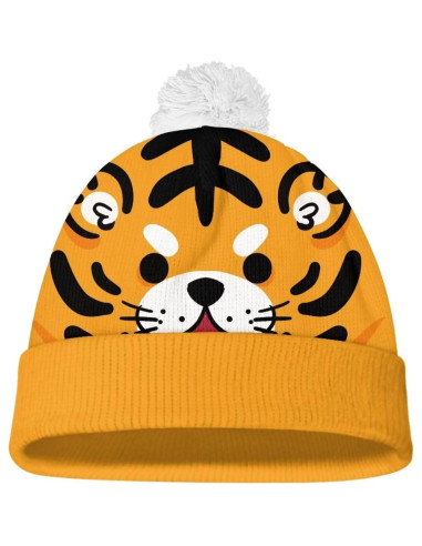 Gorro Beanie de Punto para Niños con Pom Pom - Tigre