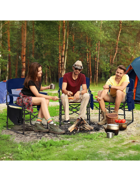 Silla de Camping Plegable VINGLI con Mesa Lateral Azul Silla de Camping Plegable VINGLI con Mesa Lateral Azul